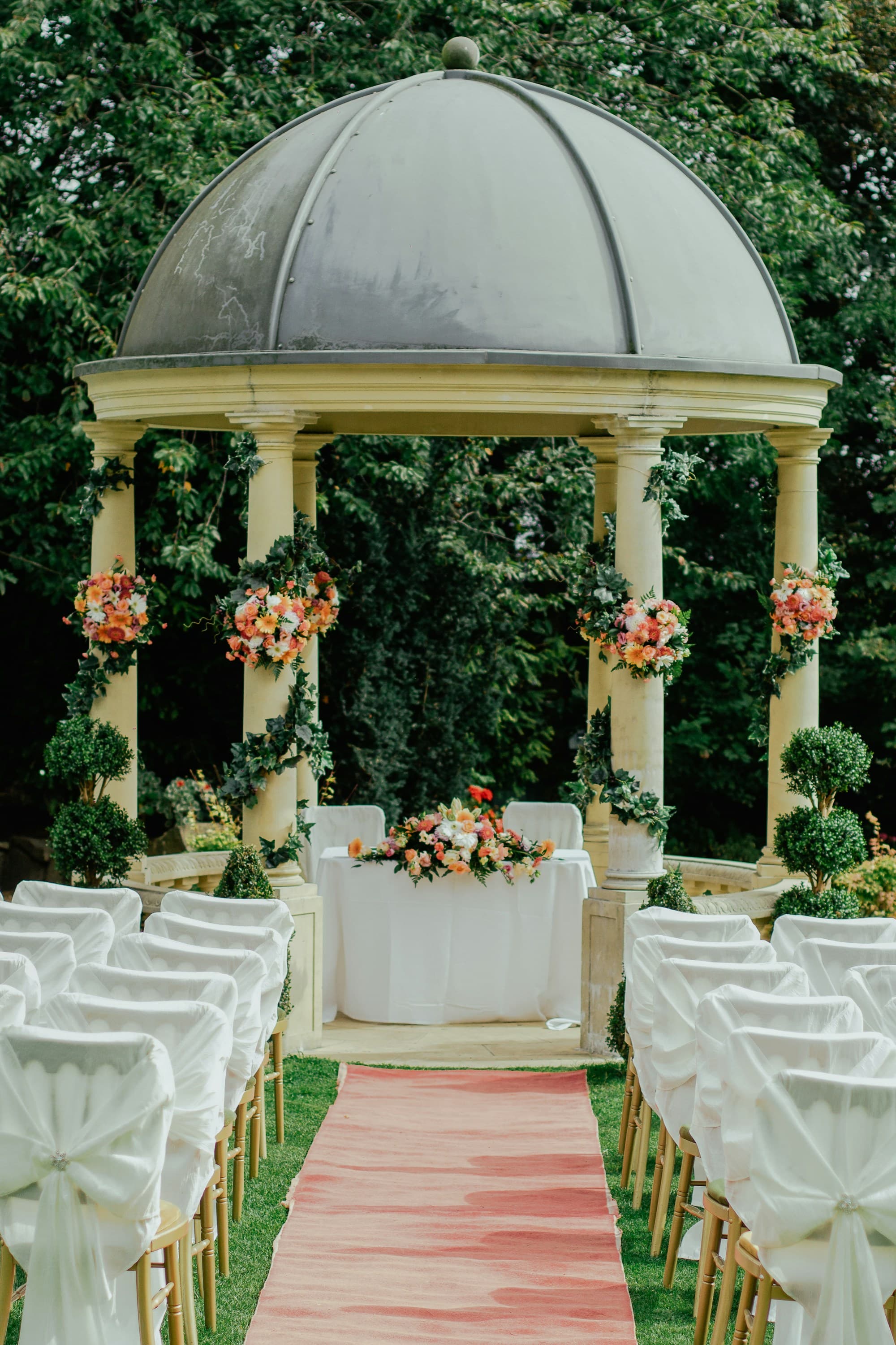 Garden ceremony setup for a DIY Western wedding