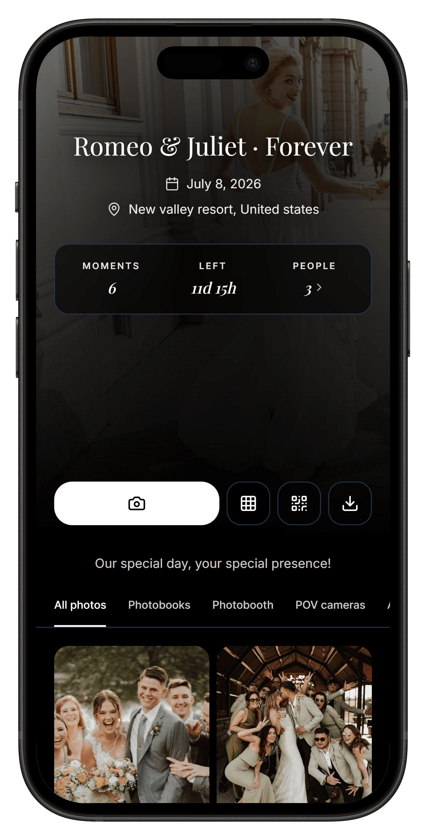 PicBee event website on a phone
