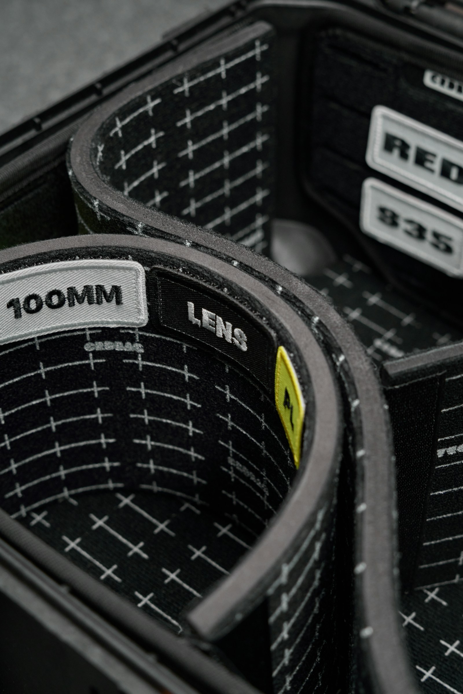 Camera equipment organized inside a protective case