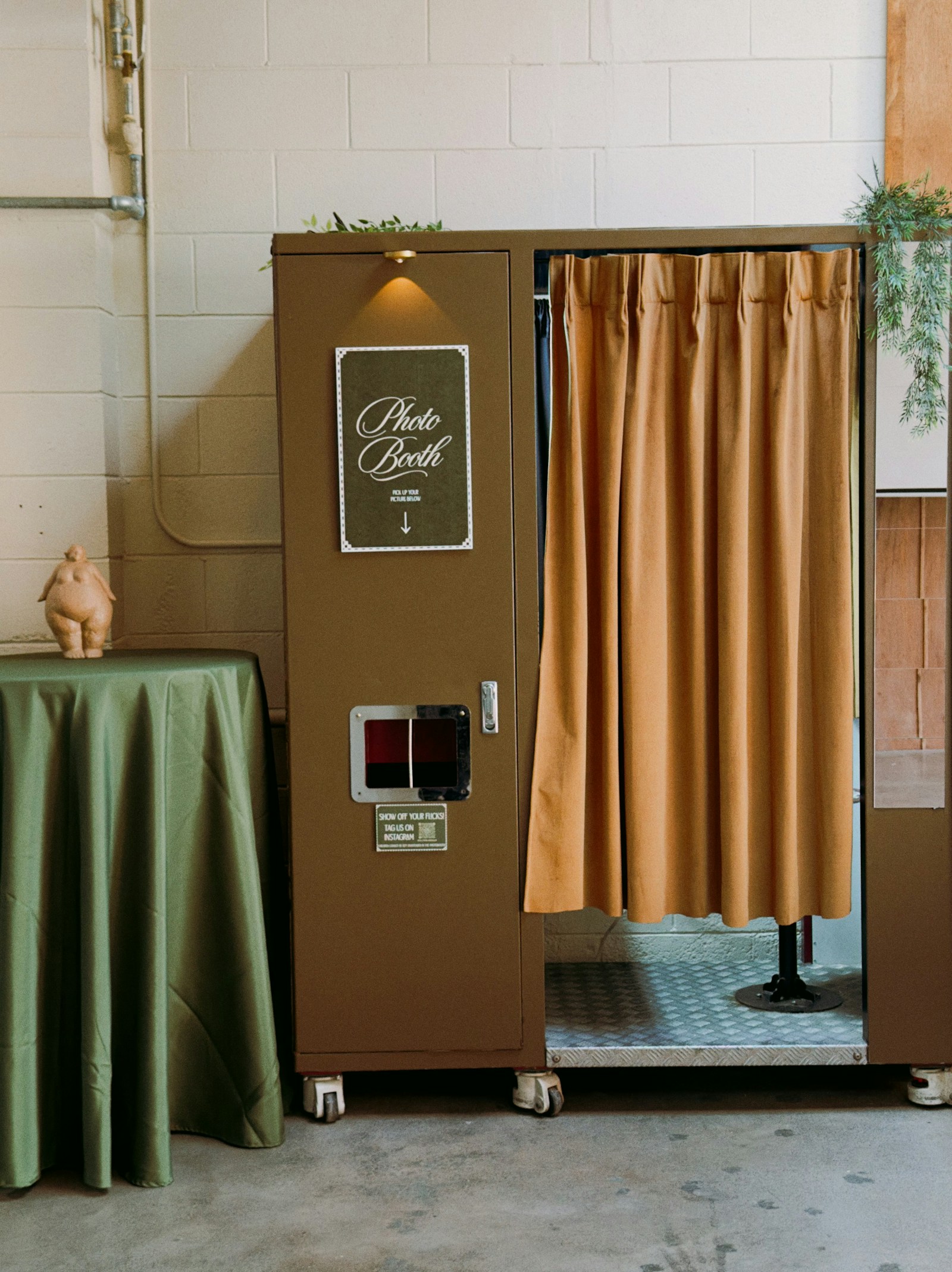 A vintage photo booth prepared for an event