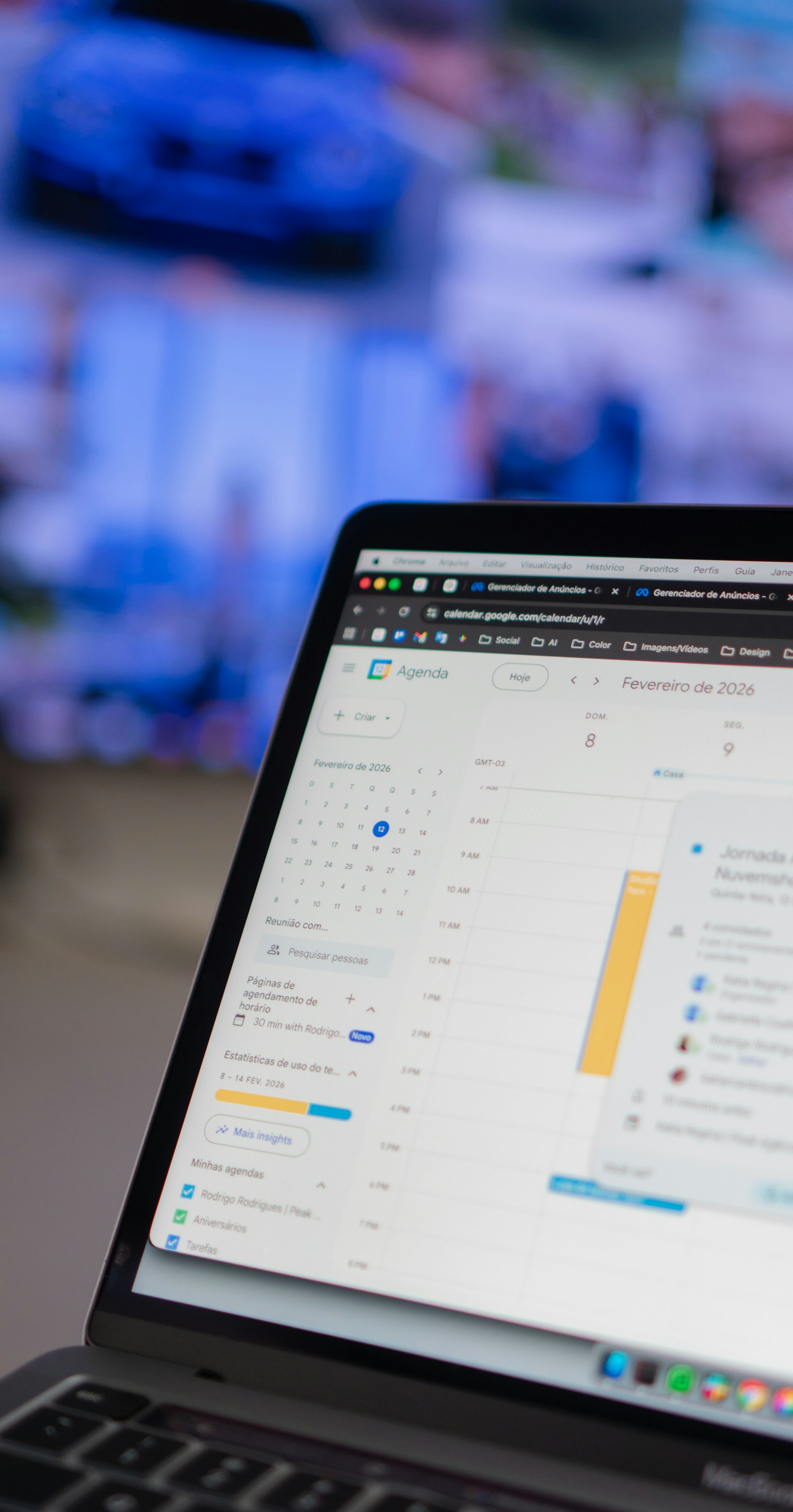 A digital calendar open on a laptop for event scheduling