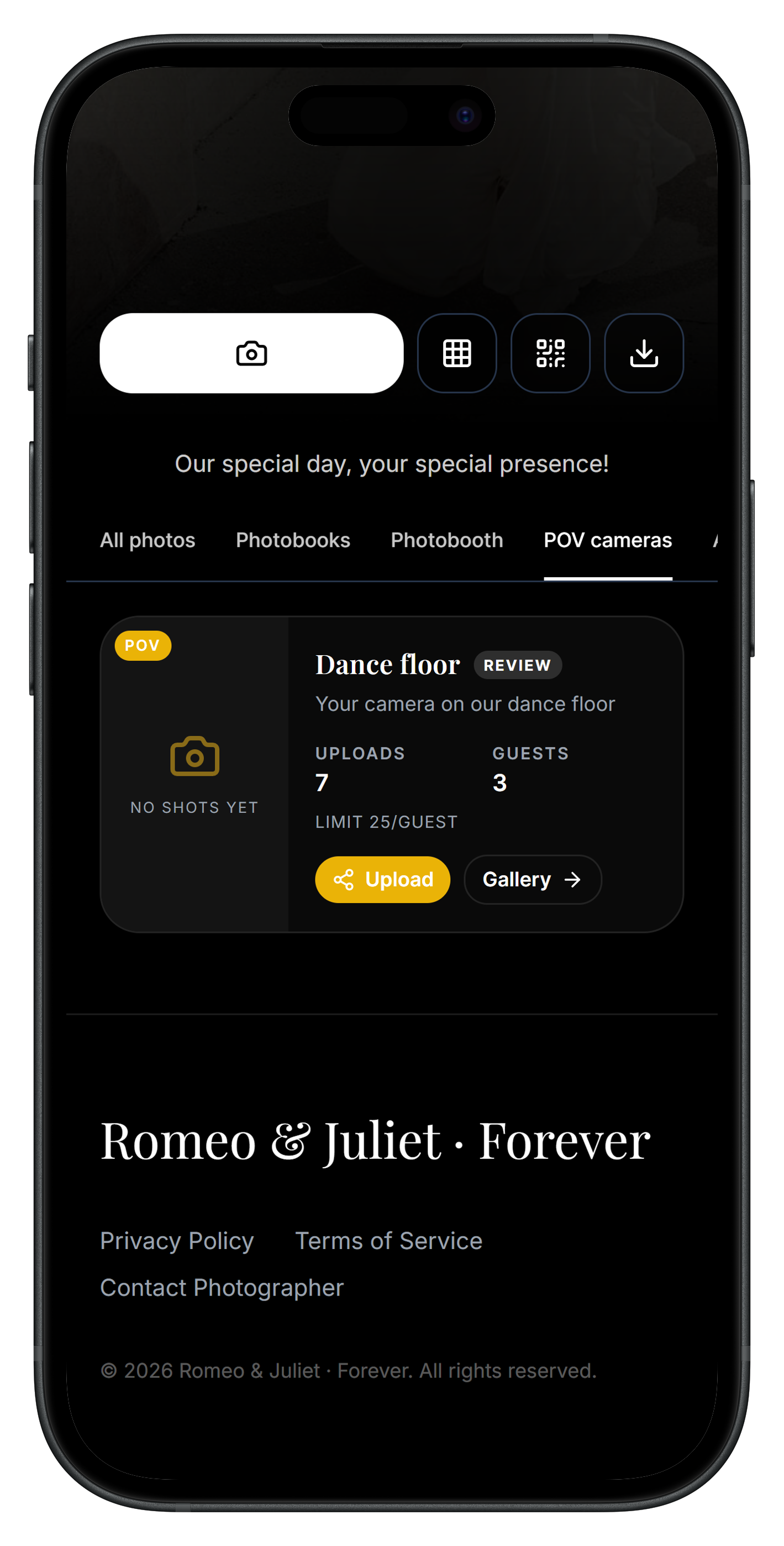 POV cameras on the event website