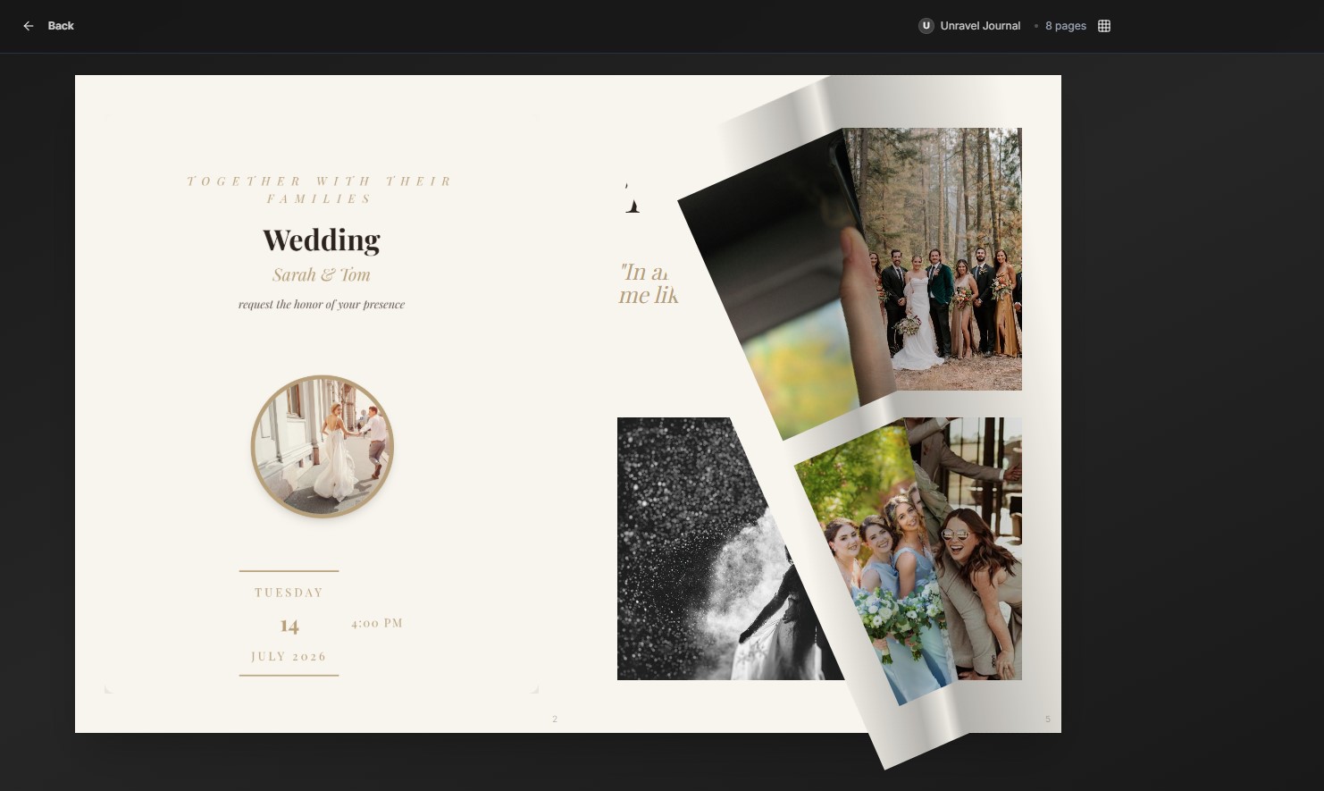 Photobook flipbook on desktop